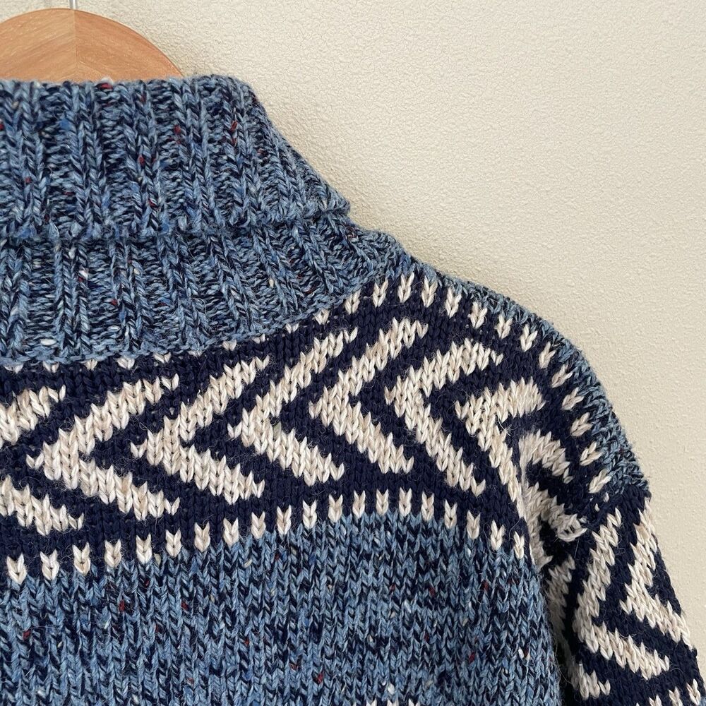 Vtg 90s Nordic Oversized Wool Sweater Womens M Ski Turtleneck Chunky Knit - Picture 4 of 8